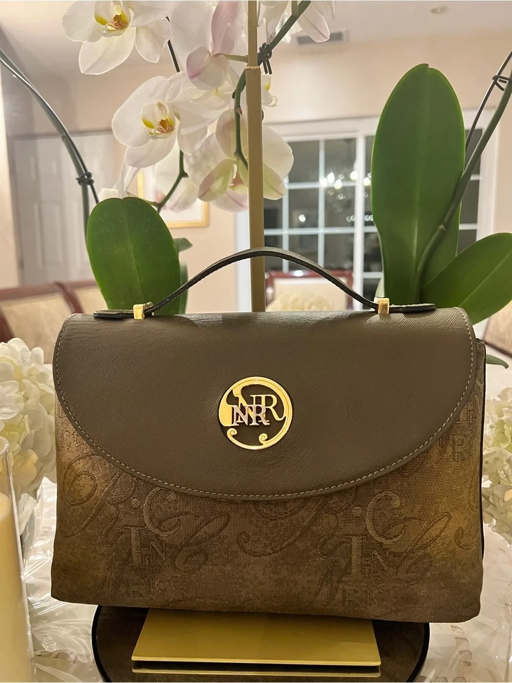 Nina Ricci Paris Made in Italy Vintage Jacquard Top Handle Satchel Bag